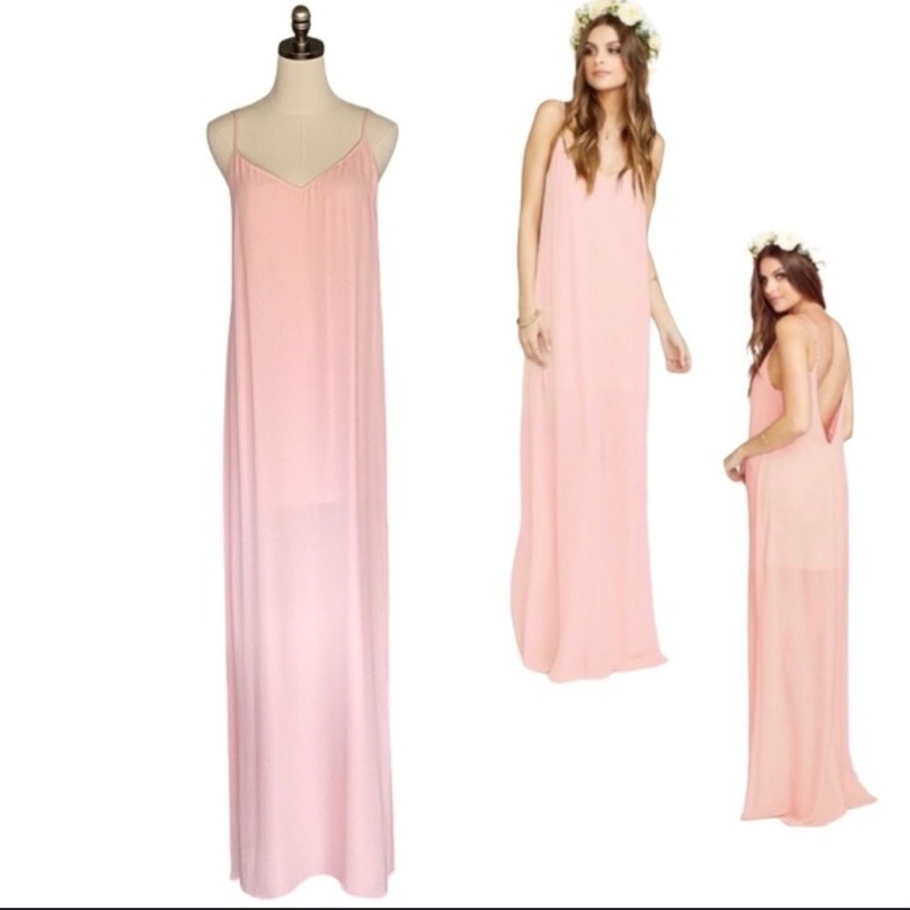 NWT Show me your mumu Jolie maxi dress gown goddess pale pink sleeveless‎ fairy